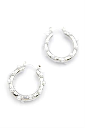 İncili Halka Küpe - Gümüş