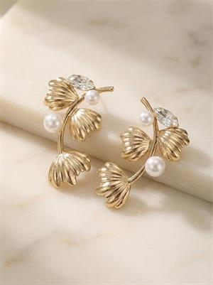 İncili Metal Küpe - Altın