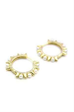 İncili Taşlı Küpe - 14K Altın