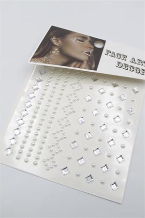 İncili Taşlı Yüz ve Saç Sticker - Beyaz