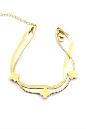 İtalyan Zincir Çoklu Yonca Bileklik - Altın