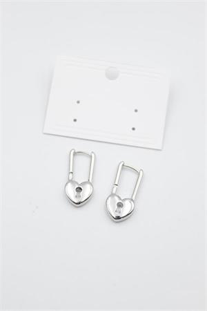 Kalp Kilit Küpe - Gümüş