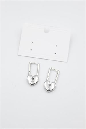 Kalp Kilit Küpe - Gümüş