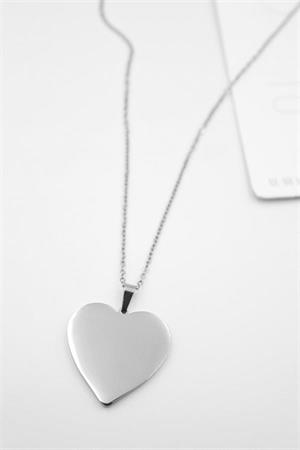 Kalp Plaka Kolye - Gümüş