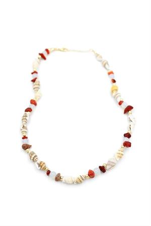 Kırıktaşlı Deniz Kabuğu Kolye - Kırmızı