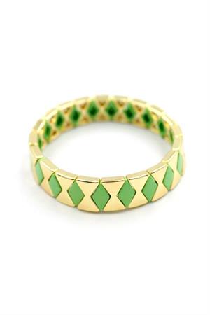 Lastikli Porselen Bilezik - Yeşil