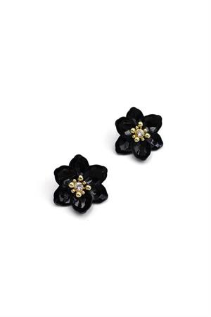 Lotus Çiçek Küpe - Siyah