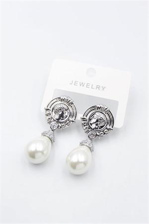 Madalyon İncili Küpe - Gümüş