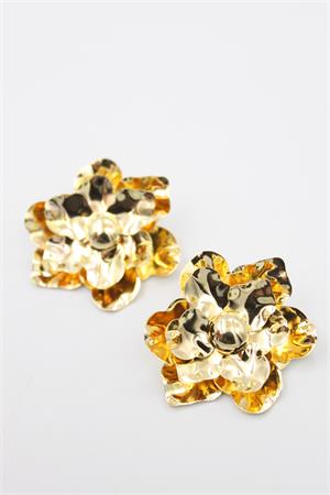 Metal Çiçek Küpe - Altın