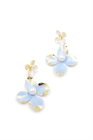 Metal Çiçek Küpe - Mavi