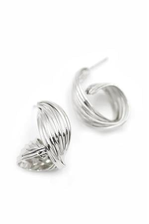 Metal Kıvrımlı Küpe - Gümüş