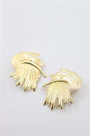 Metal Yaprak Küpe - Altın