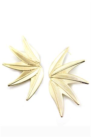 Metal Yaprak Küpe - Altın