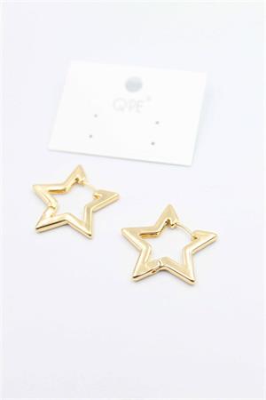 Metal Yıldız Küpe - Altın