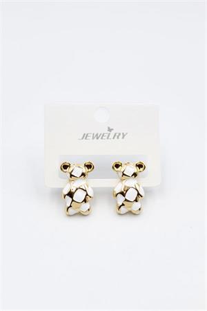 Mineli Ayıcık Küpe - Beyaz