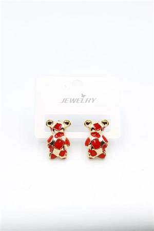 Mineli Ayıcık Küpe - Kırmızı