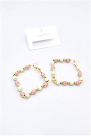 Mineli Halka Küpe - Pembe