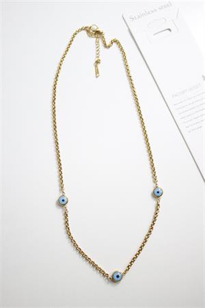 Nazar Boncuk Çelik Kolye - Altın