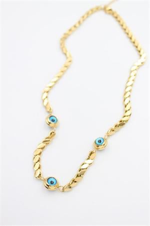 Nazarlı Arpa Zincir Kolye - 45 cm - Altın