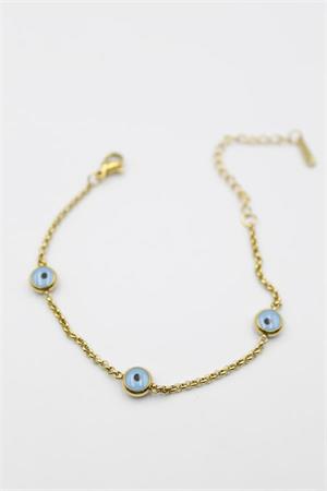 Nazarlı Zincir Çelik Bileklik - Altın