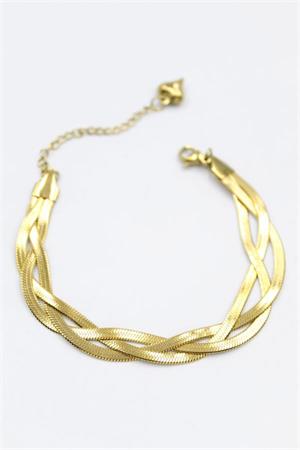Örgü İtalyan Zincir Bileklik - Altın