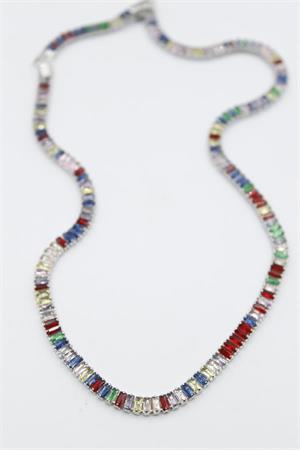 Orta Boy Renkli Su Yolu Kolye - Gümüş