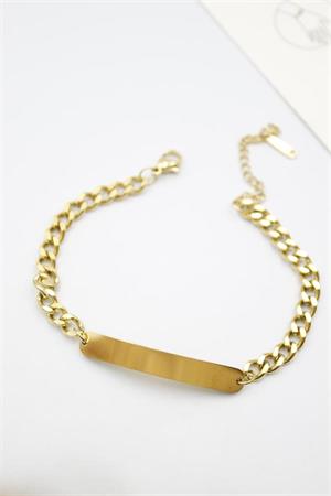 Plaka Zincir Bileklik - Altın