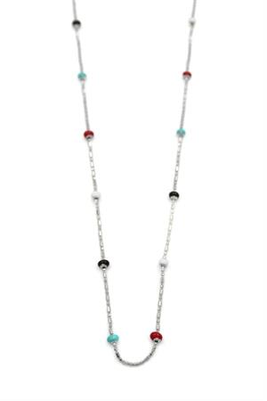 Renkli Boncuklu Zincir Kolye - Gümüş