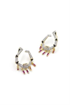 Sallantılı Taşlı Küpe - Kırmızı