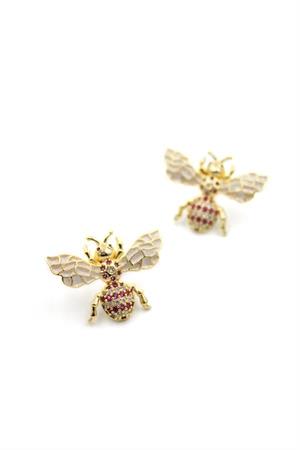 Taşlı Arı Küpe - Kırmızı