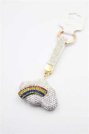 Taşlı Bulut Anahtarlık - Beyaz