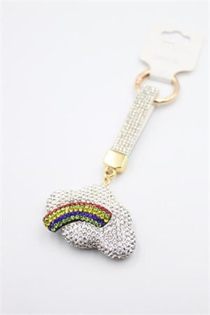 Taşlı Bulut Anahtarlık - Beyaz