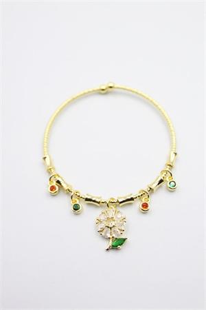 Taşlı Charm Bilezik - Altın