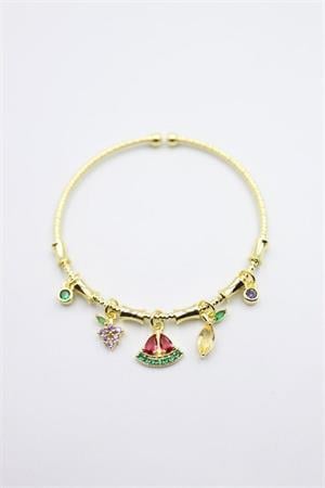 Taşlı Charm Bilezik - Altın