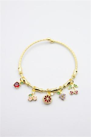 Taşlı Charm Bilezik - Altın