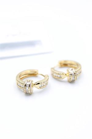 Taşlı Çivi Küpe - Altın