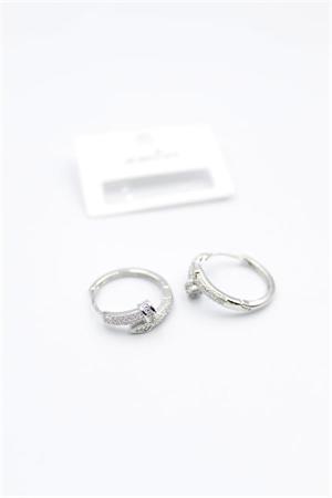 Taşlı Çivi Küpe - Gümüş