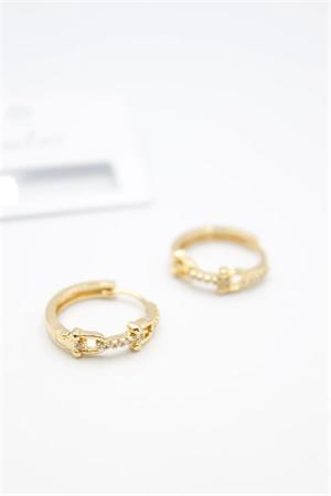 Taşlı Halka Küpe - Altın