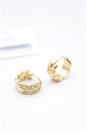 Taşlı Halka Küpe - Altın