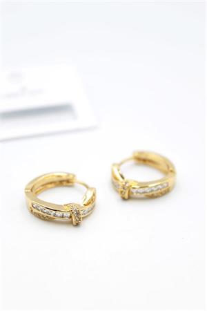 Taşlı Halka Küpe - Altın