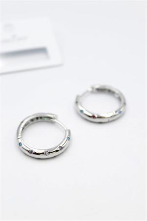 Taşlı Halka Küpe - Gümüş