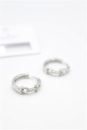 Taşlı Halka Küpe - Gümüş