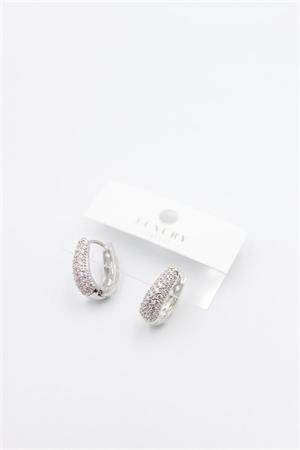 Taşlı Halka Küpe - Gümüş