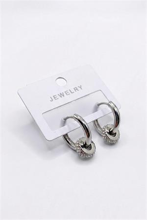 Taşlı Halka Küpe - Gümüş