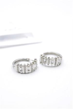 Taşlı Halka Küpe - Gümüş