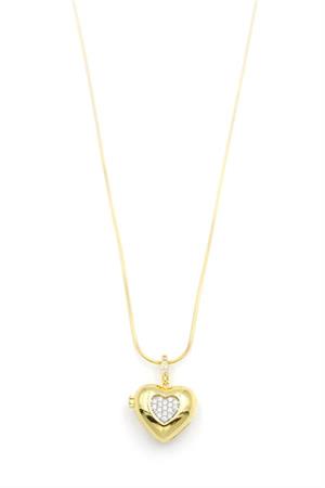 Taşlı Kalp Kolye - Altın