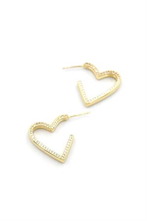 Taşlı Kalp Küpe - 14K Altın