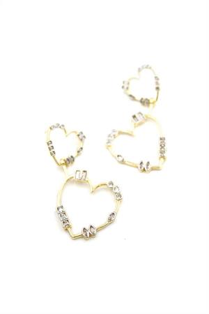 Taşlı Kalp Küpe - Altın