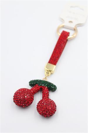 Taşlı Kiraz Anahtarlık - Kırmızı