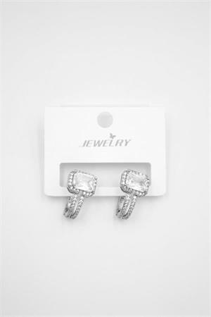 Taşlı Küpe - Beyaz